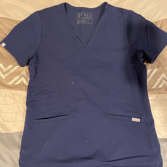 Sold in IG!  Figs SP navy blue set: skinny pant + 2 pocket top - Picture 2 of 3